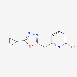 molecular formula C11H10BrN3O B8570755 2-Bromo-6-[(5-cyclopropyl-1,3,4-oxadiazol-2-yl)methyl]pyridine 