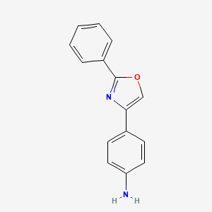 molecular formula C15H12N2O B8570756 4-(2-Phenyloxazol-4-yl)benzenamine 