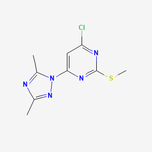 molecular formula C9H10ClN5S B8571001 4-chloro-6-(3,5-dimethyl-1H-1,2,4-triazol-1-yl)-2-(methylthio)pyrimidine 