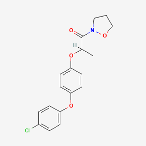 molecular formula C18H18ClNO4 B8571008 2-[4-(4-Chlorophenoxy)phenoxy]-1-(1,2-oxazolidin-2-yl)propan-1-one CAS No. 87757-15-1
