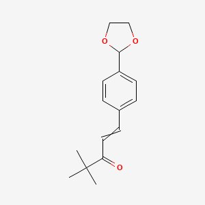 molecular formula C16H20O3 B8571191 1-[4-(1,3-Dioxolan-2-yl)phenyl]-4,4-dimethylpent-1-en-3-one CAS No. 92930-03-5