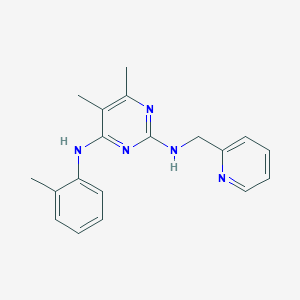 molecular formula C19H21N5 B8571625 5,6-dimethyl-N4-(2-methylphenyl)-N2-(pyridin-2-ylmethyl)pyrimidine-2,4-diamine 