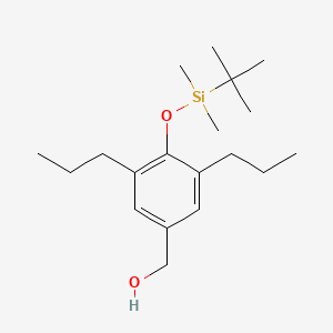 molecular formula C19H34O2Si B8571638 (4-{[tert-Butyl(dimethyl)silyl]oxy}-3,5-dipropylphenyl)methanol CAS No. 137421-55-7