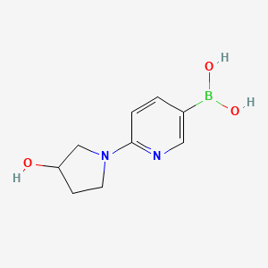 molecular formula C9H13BN2O3 B8571667 (6-(3-Hydroxypyrrolidin-1-yl)pyridin-3-yl)boronic acid 