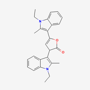 molecular formula C26H26N2O2 B8571700 3,5-Bis(1-ethyl-2-methyl-1H-indol-3-yl)furan-2(3H)-one CAS No. 64232-37-7