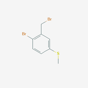 molecular formula C8H8Br2S B8571744 1-Bromo-2-(bromomethyl)-4-(methylsulfanyl)benzene CAS No. 56190-08-0