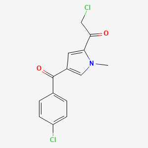 molecular formula C14H11Cl2NO2 B8572235 2-Chloro-1-[4-(4-chlorobenzoyl)-1-methyl-1H-pyrrol-2-yl]-ethanone CAS No. 157847-53-5