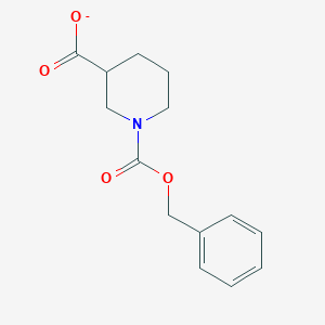 molecular formula C14H16NO4- B8572298 1,3-Piperidinedicarboxylic acid, 1-(phenylmethyl) ester 