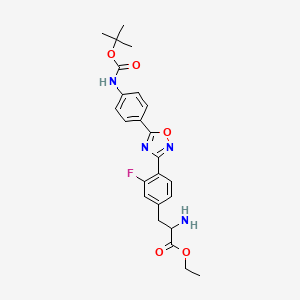 molecular formula C24H27FN4O5 B8572903 Ethyl 2-amino-3-(4-(5-(4-((tert-butoxycarbonyl)amino)phenyl)-1,2,4-oxadiazol-3-yl)-3-fluorophenyl)propanoate 