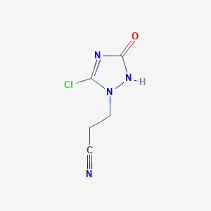 molecular formula C5H5ClN4O B8572996 3-(5-Chloro-3-oxo-2,3-dihydro-1H-1,2,4-triazol-1-yl)propanenitrile CAS No. 61739-22-8