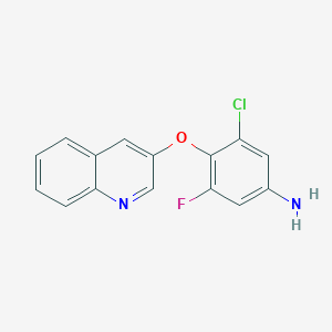 molecular formula C15H10ClFN2O B8573200 3-Chloro-5-fluoro-4-(quinolin-3-yloxy)phenylamine 