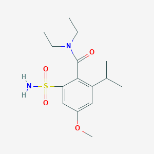 molecular formula C15H24N2O4S B8573322 Benzamide, 2-(aminosulfonyl)-N,N-diethyl-4-methoxy-6-(1-methylethyl)- CAS No. 142577-00-2