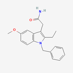 molecular formula C20H22N2O2 B8573324 2-Ethyl-5-methoxy-1-(phenylmethyl)-1H-indole-3-acetamide CAS No. 164084-29-1