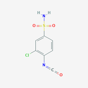 molecular formula C7H5ClN2O3S B8573343 3-Chloro-4-isocyanatobenzenesulfonamide 
