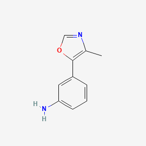 molecular formula C10H10N2O B8573395 3-(4-Methyl-1,3-oxazol-5-yl)aniline 