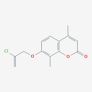 molecular formula C14H13ClO3 B8573506 7-[(2-Chloroprop-2-en-1-yl)oxy]-4,8-dimethyl-2H-1-benzopyran-2-one CAS No. 69897-63-8
