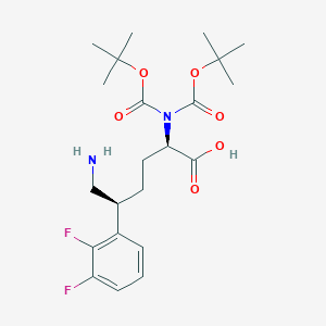 molecular formula C22H32F2N2O6 B8573561 (5S)-N2,N2-Bis(tert-butoxycarbonyl)-5-(2,3-difluorophenyl)-D-lysine 