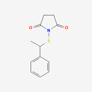 molecular formula C12H13NO2S B8573599 1-[(1-Phenylethyl)sulfanyl]pyrrolidine-2,5-dione CAS No. 67277-72-9