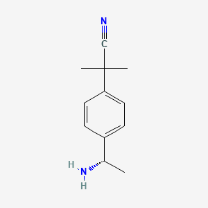 molecular formula C12H16N2 B8573809 (S)(-)-2-{4-[1-aminoethyl]phenyl}-2-methylpropanenitrile 