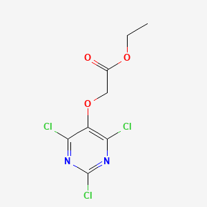 molecular formula C8H7Cl3N2O3 B8573982 (2,4,6-Trichloro-pyrimidin-5-yloxy)-acetic acid ethyl ester 