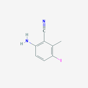molecular formula C8H7IN2 B8574239 6-Amino-3-iodo-2-methylbenzonitrile 