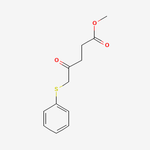 molecular formula C12H14O3S B8574263 5-Phenylsulfenyl-4-oxo-valeric acid methylester CAS No. 85492-86-0