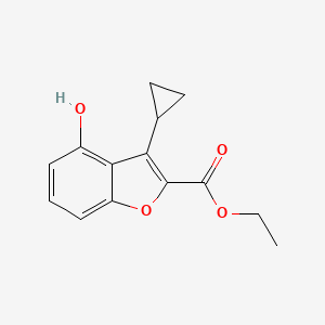 molecular formula C14H14O4 B8574285 3-Cyclopropyl-4-hydroxy-benzofuran-2-carboxylic acid ethyl ester 