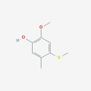 molecular formula C9H12O2S B8574356 2-Methoxy-5-methyl-4-(methylthio)phenol 