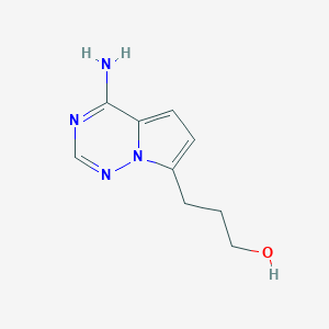 molecular formula C9H12N4O B8574410 3-(4-Aminopyrrolo[2,1-f][1,2,4]triazin-7-yl)propan-1-ol 