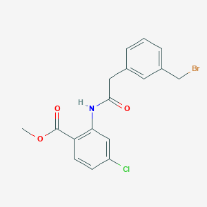 molecular formula C17H15BrClNO3 B8574708 Methyl 2-(3-bromomethylphenylacetamido)-4-chlorobenzoate 