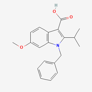 molecular formula C20H21NO3 B8574787 1-Benzyl-2-isopropyl-6-methoxy-1H-indole-3-carboxylic Acid 