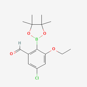 molecular formula C15H20BClO4 B8574863 5-Chloro-3-ethoxy-2-(4,4,5,5-tetramethyl-1,3,2-dioxaborolan-2-yl)benzaldehyde 