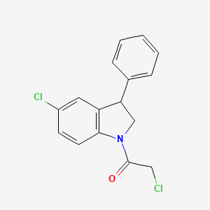 molecular formula C16H13Cl2NO B8575207 2-Chloro-1-(5-chloro-3-phenyl-2,3-dihydro-1H-indol-1-yl)ethan-1-one CAS No. 62236-25-3