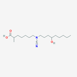 molecular formula C18H34N2O3 B8575226 7-[Cyano(4-hydroxynonyl)amino]-2-methylheptanoic acid CAS No. 56380-29-1