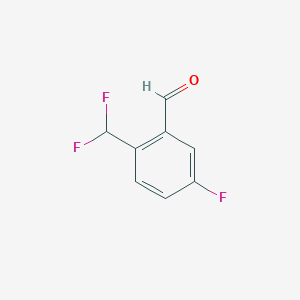 molecular formula C8H5F3O B8575322 2-(Difluoromethyl)-5-fluorobenzaldehyde 