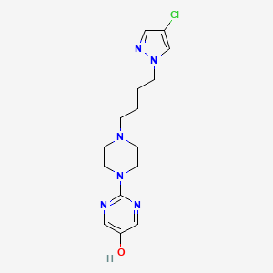 molecular formula C15H21ClN6O B8575327 5-Pyrimidinol, 2-[4-[4-(4-chloro-1H-pyrazol-1-yl)butyl]-1-piperazinyl]- CAS No. 159493-79-5
