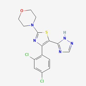 molecular formula C15H13Cl2N5OS B8575429 4-[4-(2,4-dichlorophenyl)-5-(4H-1,2,4-triazol-3-yl)-1,3-thiazol-2-yl]morpholine 