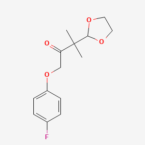 molecular formula C14H17FO4 B8575476 3-(1,3-Dioxolan-2-yl)-1-(4-fluorophenoxy)-3-methylbutan-2-one CAS No. 89635-62-1