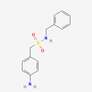 molecular formula C14H16N2O2S B8575547 Benzenemethanesulfonamide, 4-amino-N-(phenylmethyl)- CAS No. 88918-85-8
