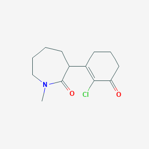 molecular formula C13H18ClNO2 B8575567 3-(2-Chloro-3-oxocyclohex-1-enyl)-hexahydro-1-methylazepin-2-one 