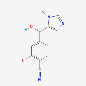 molecular formula C12H10FN3O B8575635 2-Fluoro-4-(hydroxy(1-methyl-1h-imidazol-5-yl)methyl)benzonitrile CAS No. 222978-26-9