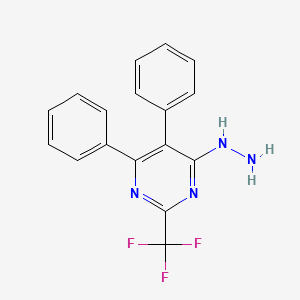 molecular formula C17H13F3N4 B8575710 4-Hydrazino-5,6-diphenyl-2-(trifluoromethyl)pyrimidine CAS No. 651315-90-1