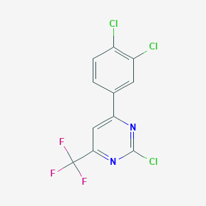 molecular formula C11H4Cl3F3N2 B8576488 2-Chloro-4-(3,4-dichlorophenyl)-6-trifluoromethylpyrimidine 