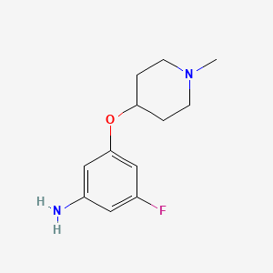 molecular formula C12H17FN2O B8576490 3-Fluoro-5-(1-methyl-piperidin-4-yloxy)-phenylamine 