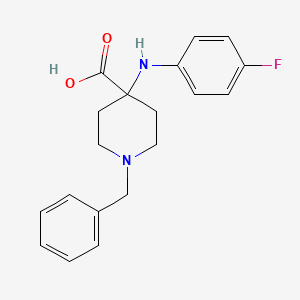 molecular formula C19H21FN2O2 B8576581 4-Piperidinecarboxylic acid, 4-[(4-fluorophenyl)amino]-1-(phenylmethyl)- CAS No. 61085-51-6