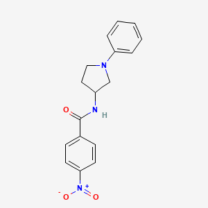 molecular formula C17H17N3O3 B8576587 1-Phenyl-3-(4-nitrobenzamido)pyrrolidine 