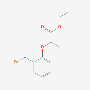 molecular formula C12H15BrO3 B8576651 Ethyl 2-(2-bromomethylphenoxy)propionate CAS No. 74225-90-4