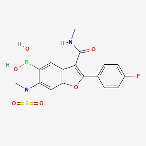 molecular formula C18H18BFN2O6S B8576712 (2-(4-fluorophenyl)-3-(methylcarbamoyl)-6-(N-methylmethylsulfonamido)benzofuran-5-yl)boronic acid 