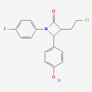 molecular formula C17H15ClFNO2 B8576732 3-(2-Chloroethyl)-1-(4-fluorophenyl)-4-(4-hydroxyphenyl)azetidin-2-one CAS No. 646036-93-3