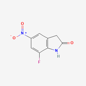 molecular formula C8H5FN2O3 B8577167 7-fluoro-5-nitro-1,3-dihydro-2H-indol-2-one 